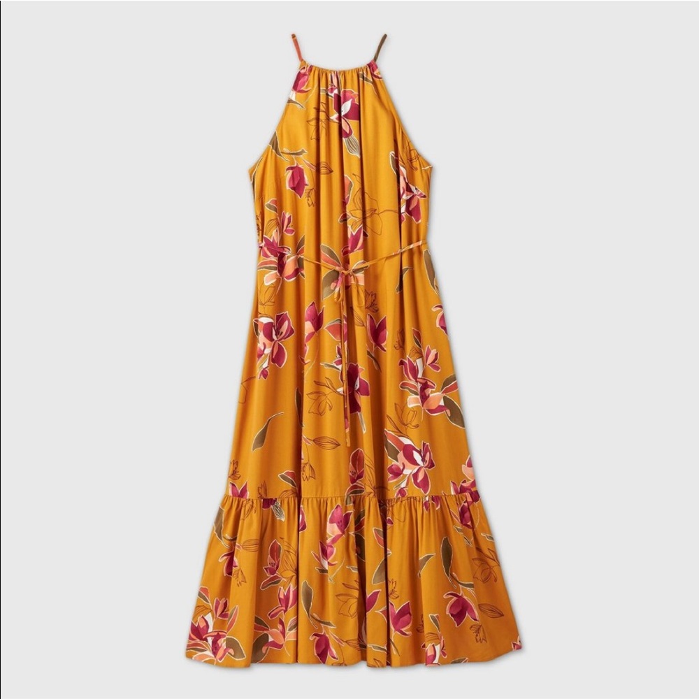 Floral print sleeveless tiered dress